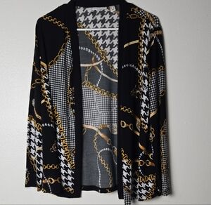 Susan Graver Black and Gold Houndstooth Cardigan